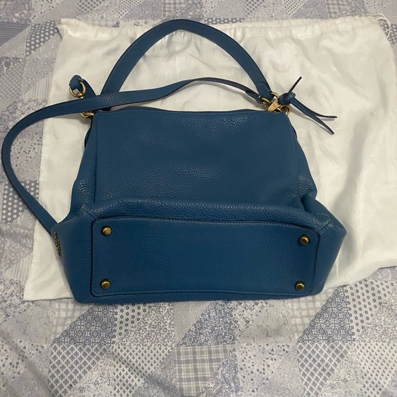 Coach Teal Blue Pebbled Leather Shoulder Bag with Gold Hardware - Picture 2 of 5